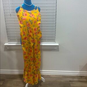 Yellow Flower Romper W/ Side Zipper